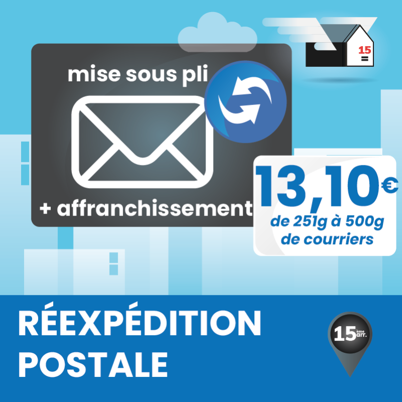 Mise sous pli et réexpédition simple – Forfait depuis Marseille 15ᵉ