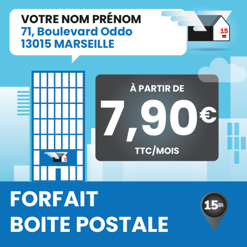6 mois de boîte postale à Marseille 15ᵉ – Adresse au 71 Boulevard Oddo